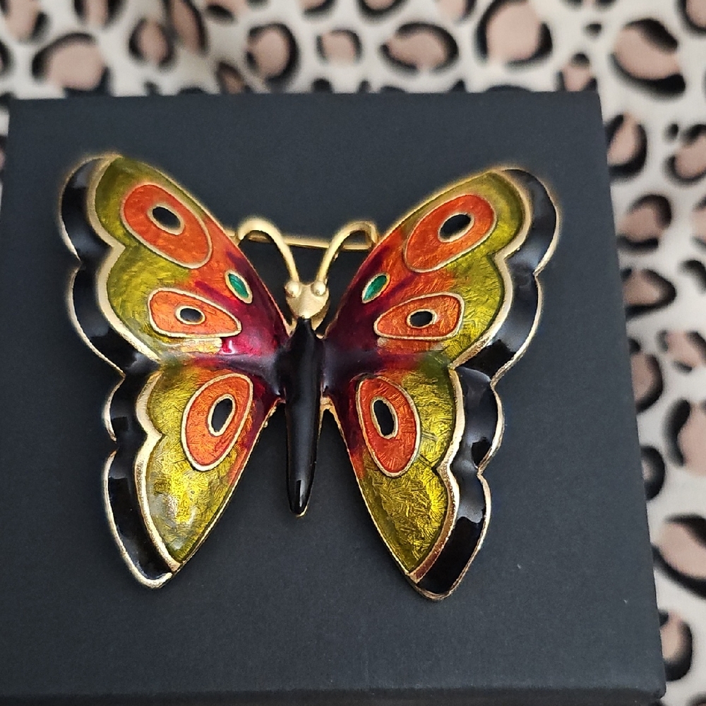 Vintage Signed Don Lin Beautiful Large Butterfly Brooch